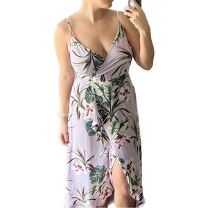 JLo Purple Floral Wrap Dress - Spaghetti Strap, Size Small